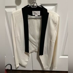 Bcbg maxamaria white and black crop blazer.